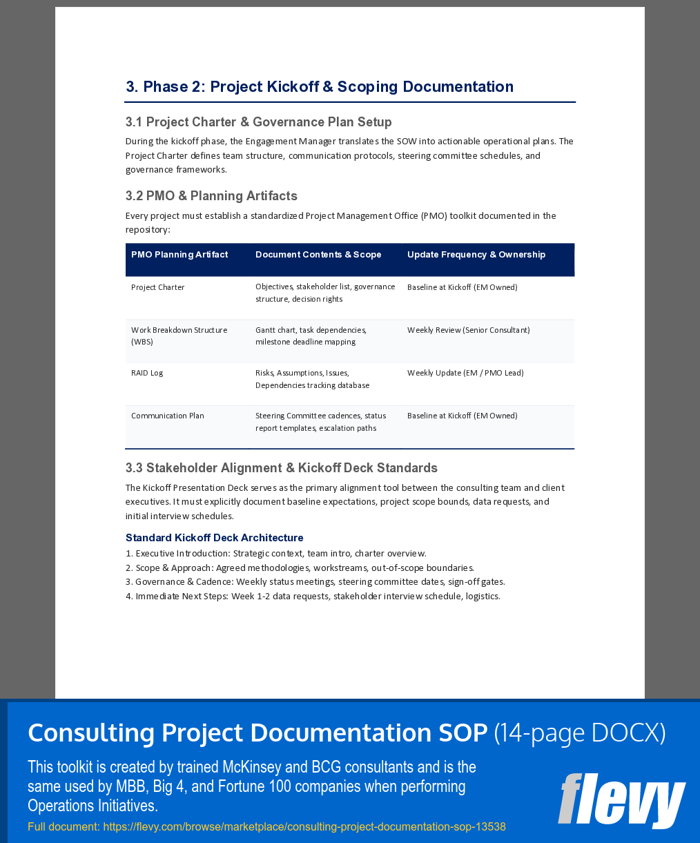 Consulting Project Documentation SOP (14-page Word document) Preview Image