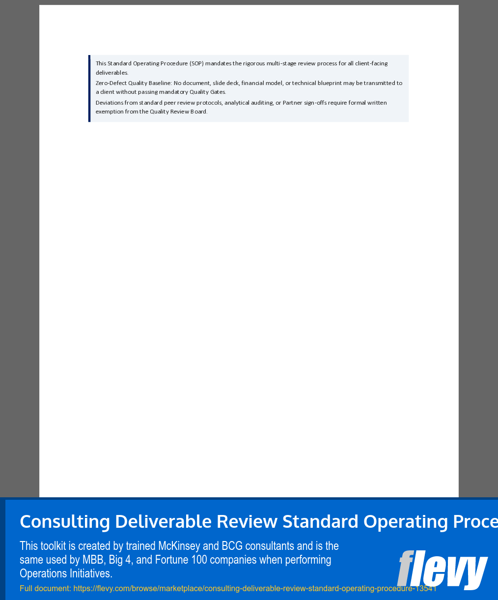 Consulting Deliverable Review Standard Operating Procedure (14-page Word document) Preview Image