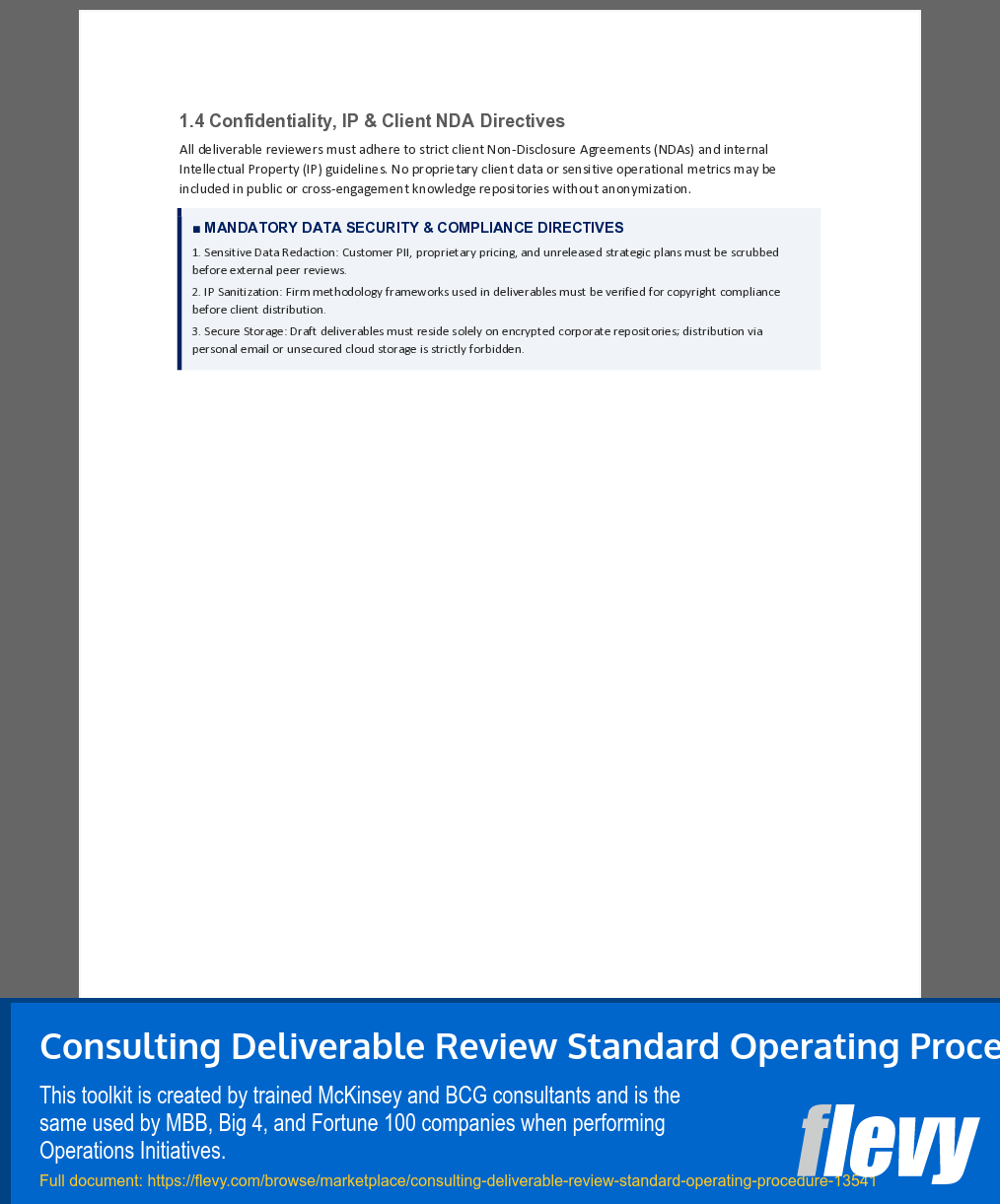 Consulting Deliverable Review Standard Operating Procedure (14-page Word document) Preview Image