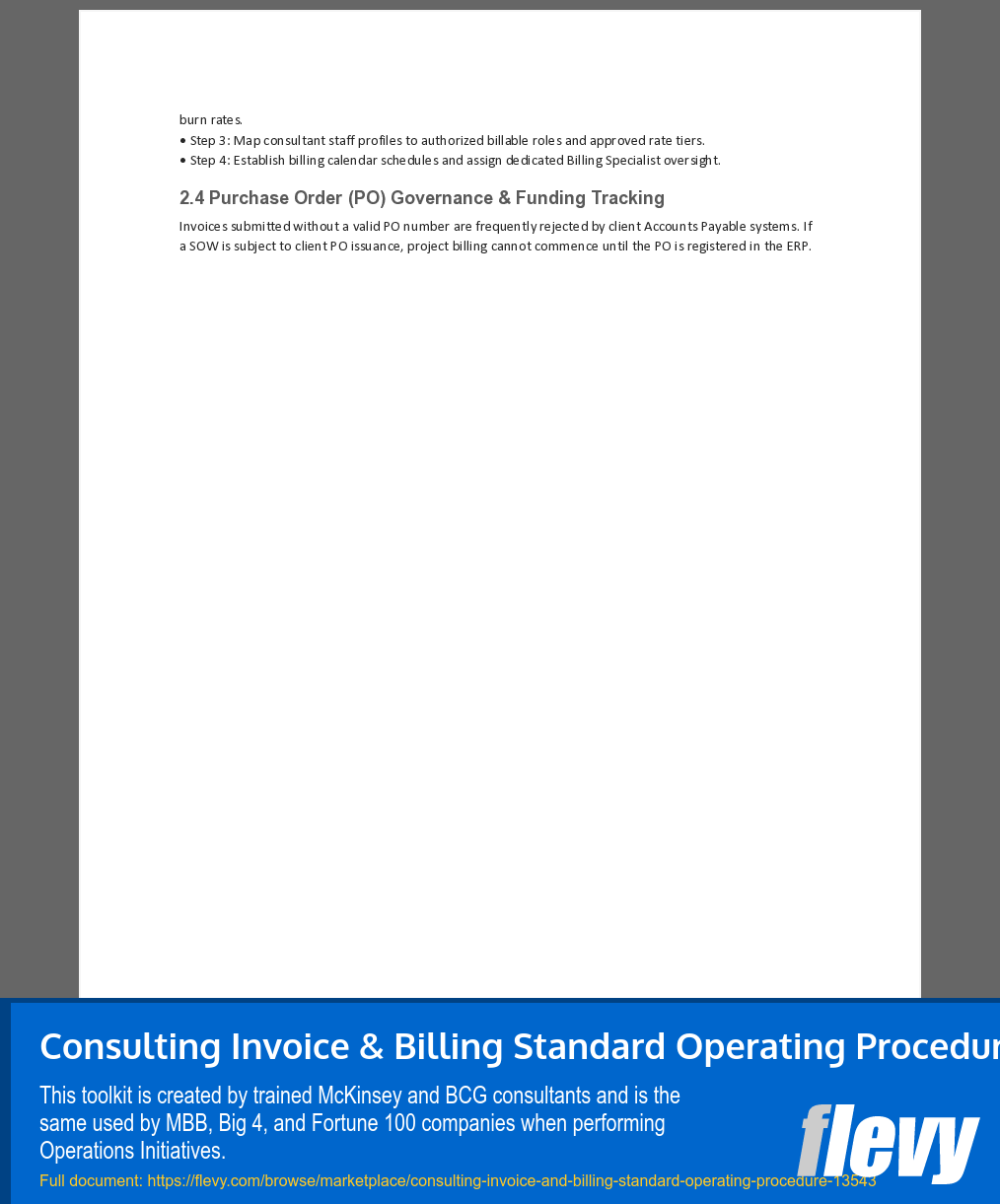 Consulting Invoice & Billing Standard Operating Procedure (15-page Word document) Preview Image