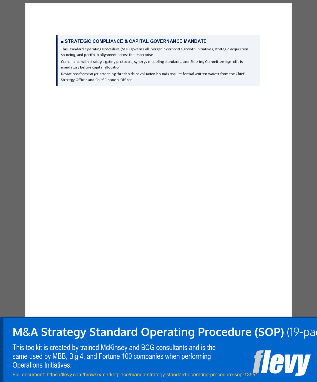 M&A Strategy Standard Operating Procedure (SOP) (19-page Word document) Preview Image