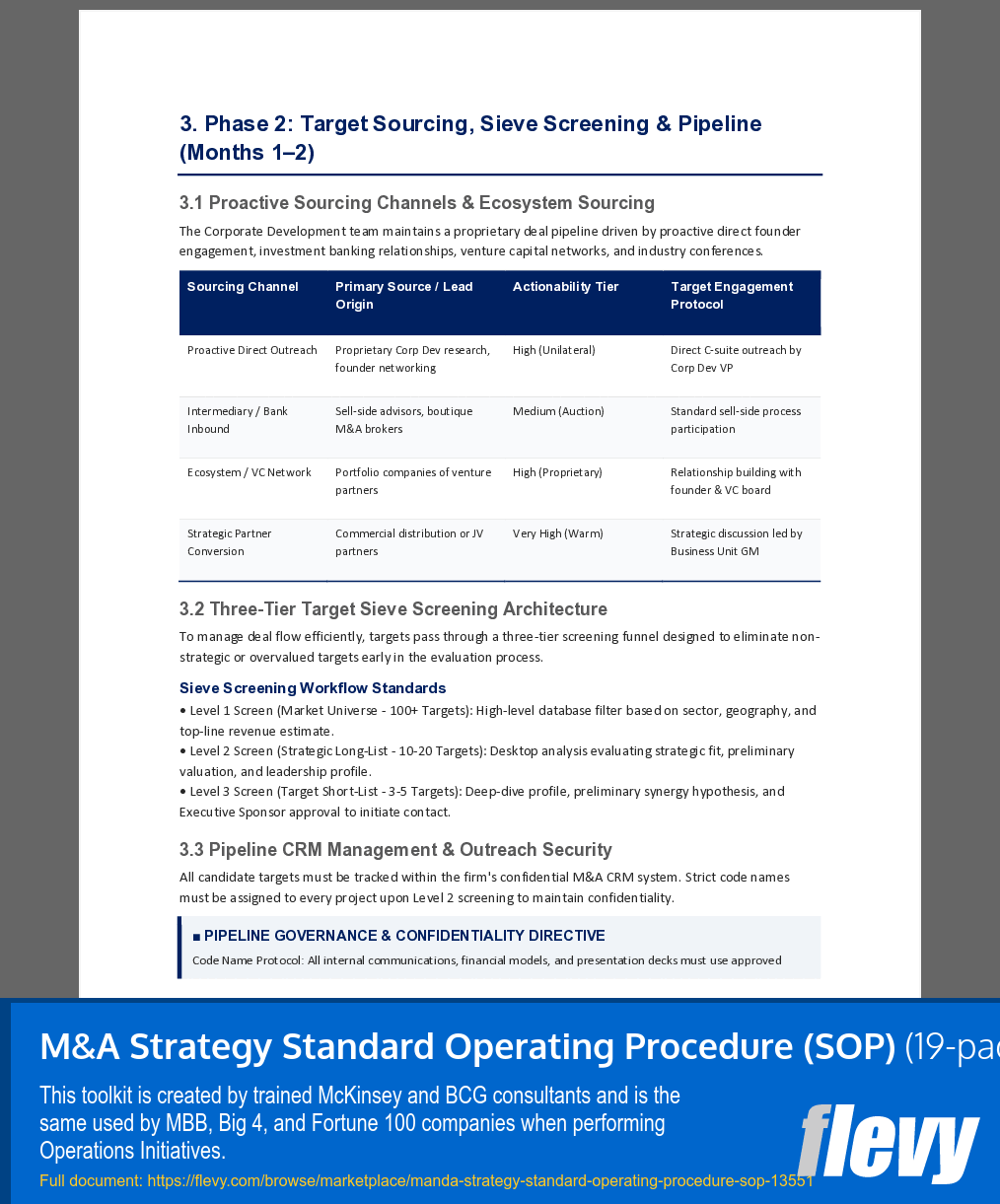 M&A Strategy Standard Operating Procedure (SOP) (19-page Word document) Preview Image