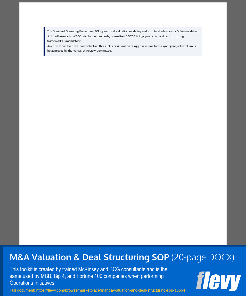 M&A Valuation & Deal Structuring SOP (20-page Word document) Preview Image