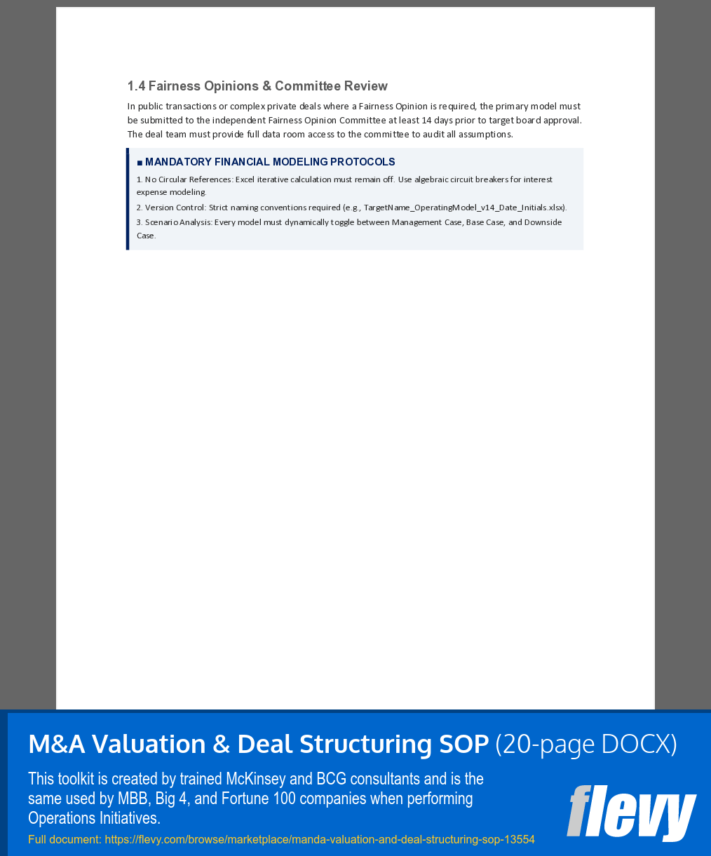 M&A Valuation & Deal Structuring SOP (20-page Word document) Preview Image
