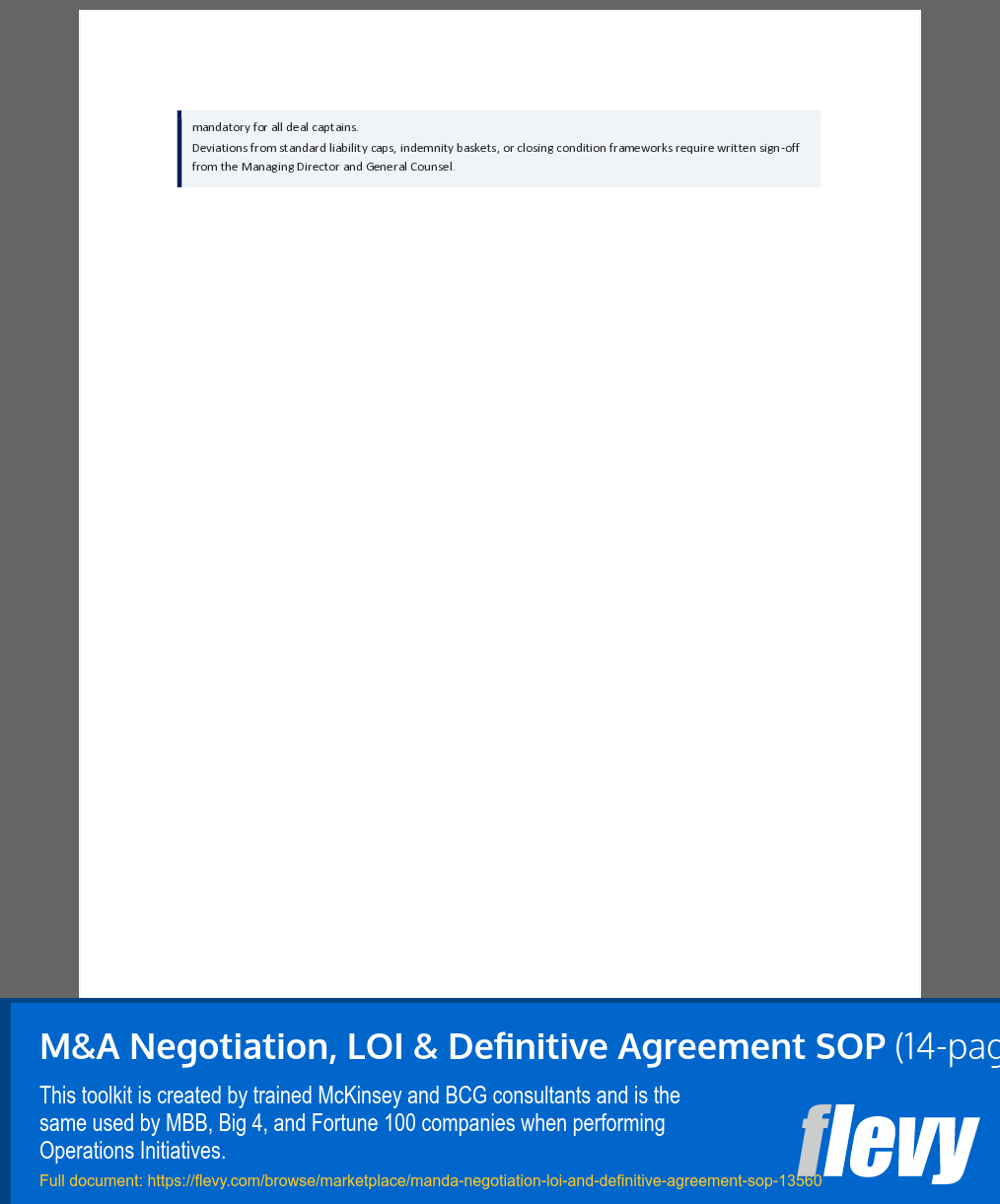 M&A Negotiation, LOI & Definitive Agreement SOP (14-page Word document) Preview Image