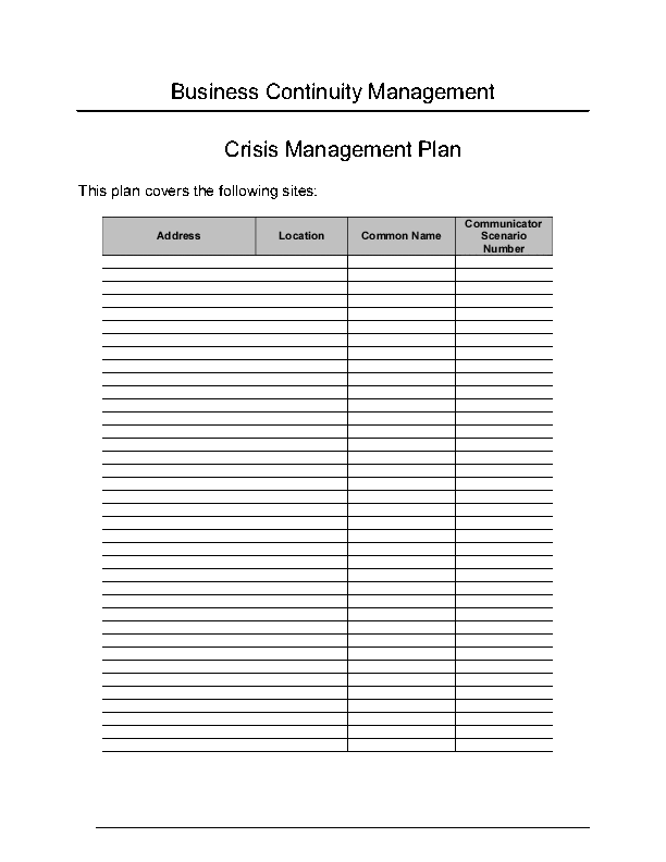 Crisis Management Plan (10-page Word document) Preview Image