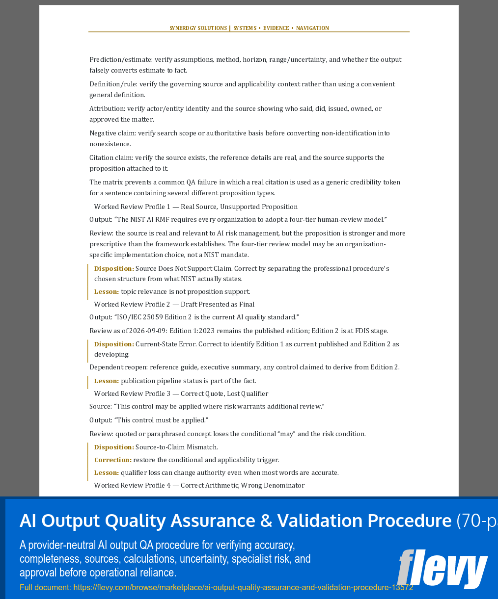 AI Output Quality Assurance & Validation Procedure (70-page Word document) Preview Image
