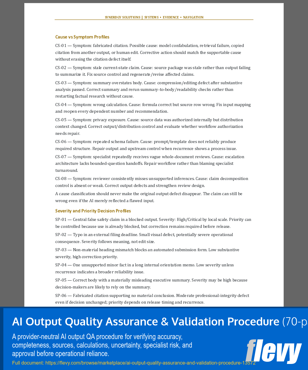 AI Output Quality Assurance & Validation Procedure (70-page Word document) Preview Image