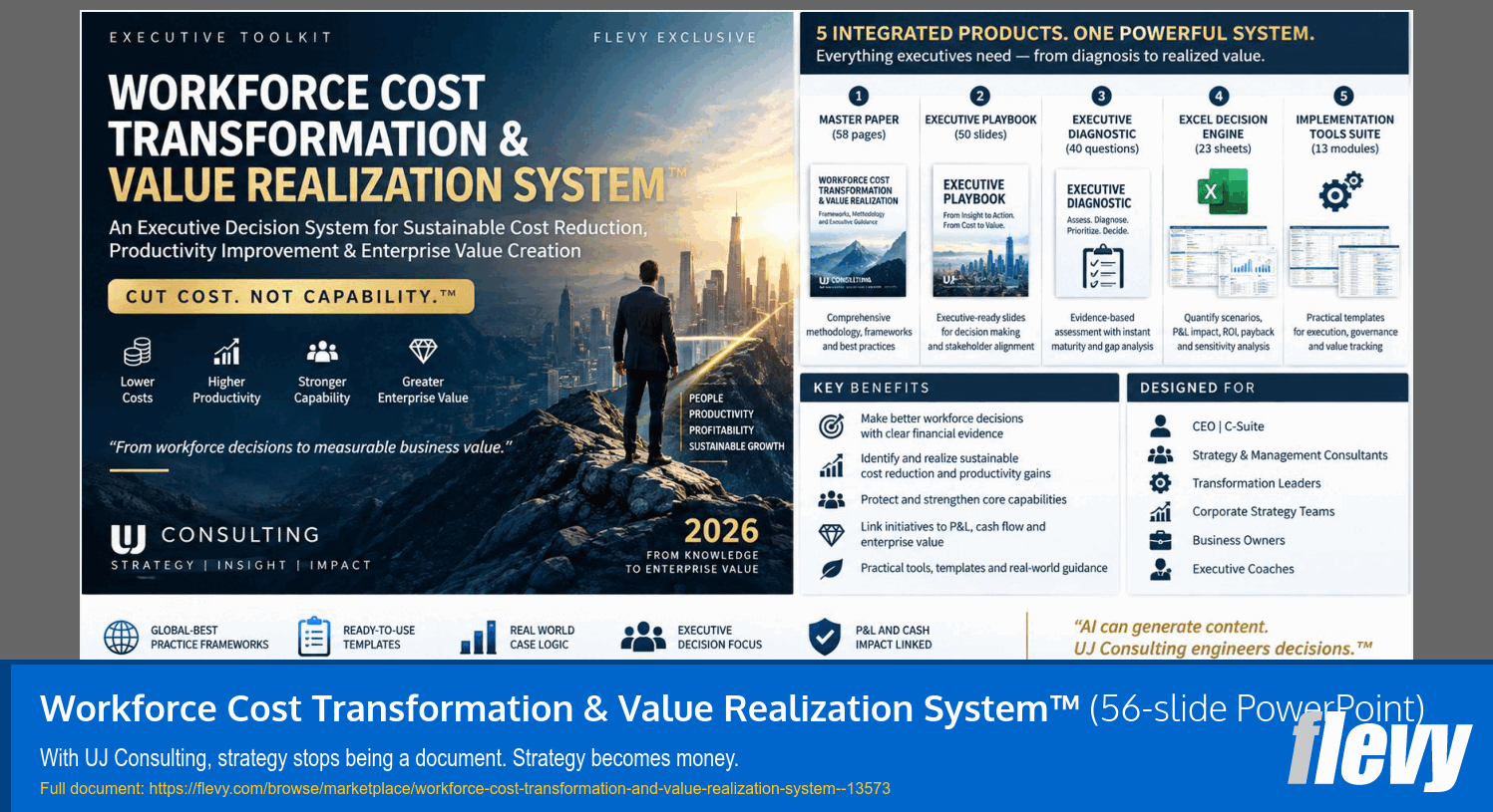 Workforce Cost Transformation & Value Realization System™ (56-slide PPT PowerPoint presentation template (PPTX)) Preview Image