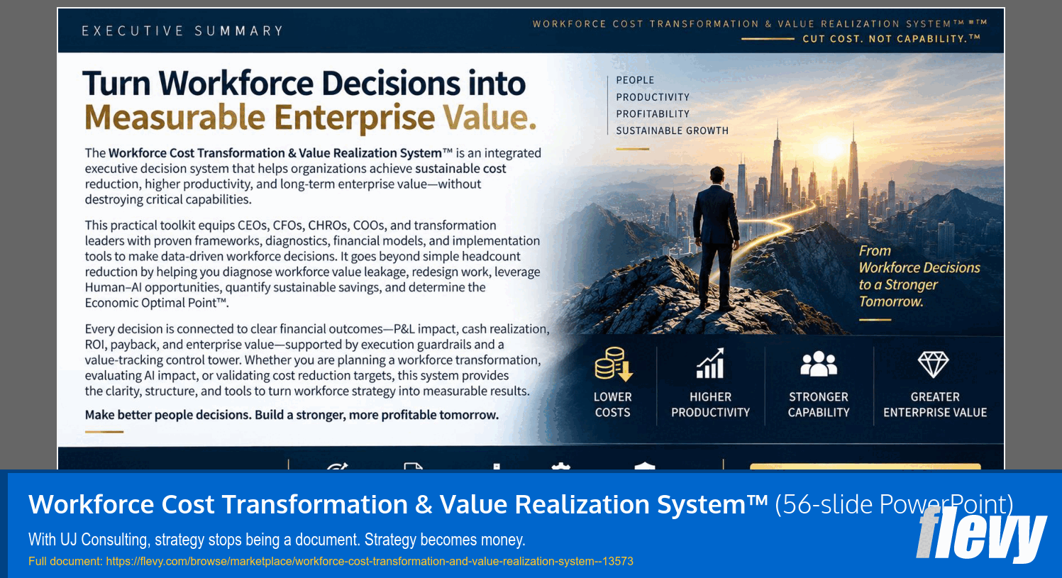 Workforce Cost Transformation & Value Realization System™ (56-slide PPT PowerPoint presentation template (PPTX)) Preview Image