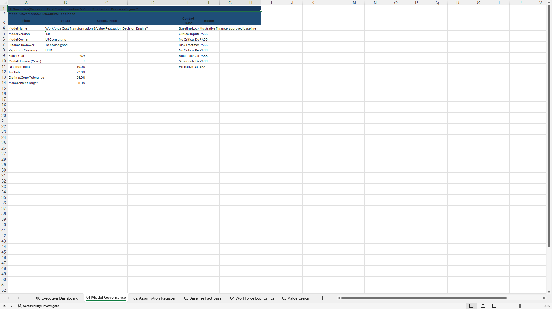 Workforce Value Realization & ROI Decision Engine™ (Excel template (XLSX)) Preview Image