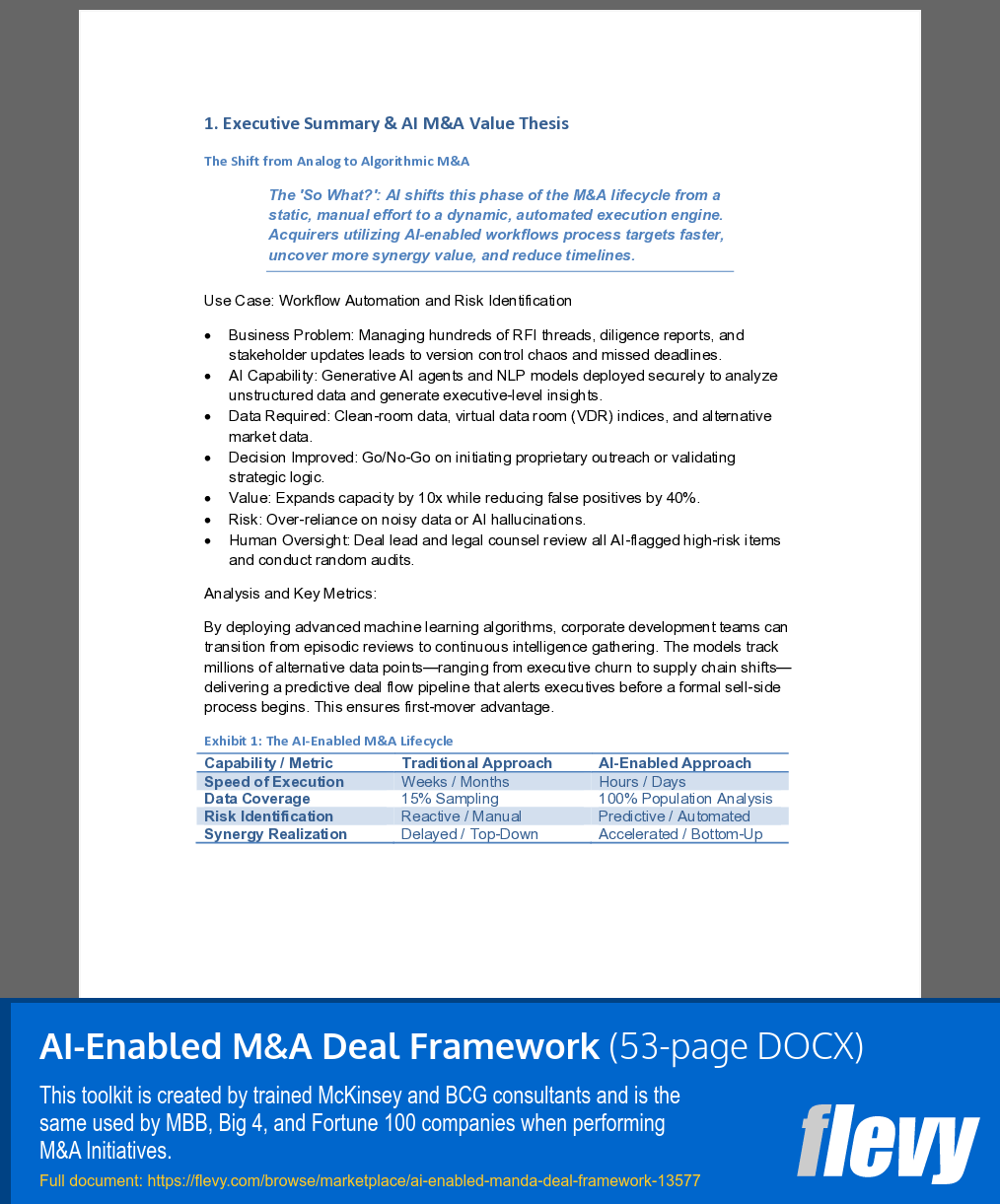 AI-Enabled M&A Deal Framework (53-page Word document) Preview Image