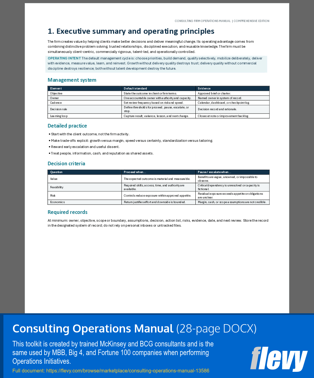 Consulting Operations Manual (28-page Word document) Preview Image