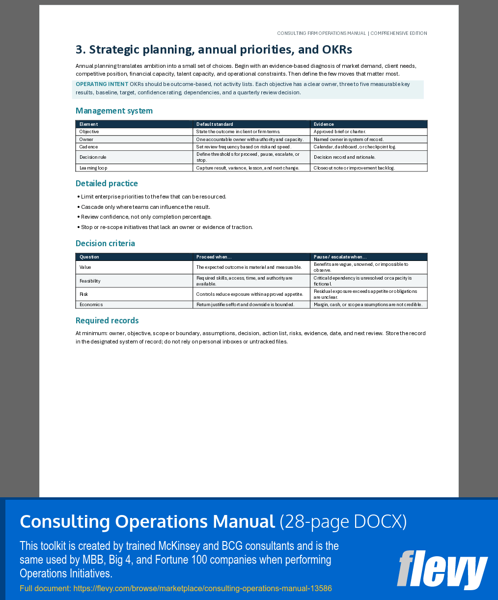 Consulting Operations Manual (28-page Word document) Preview Image