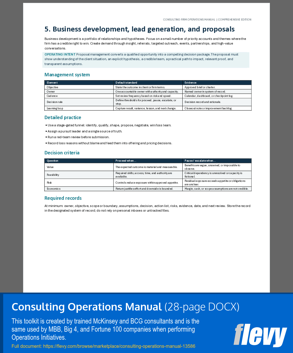 Consulting Operations Manual (28-page Word document) Preview Image
