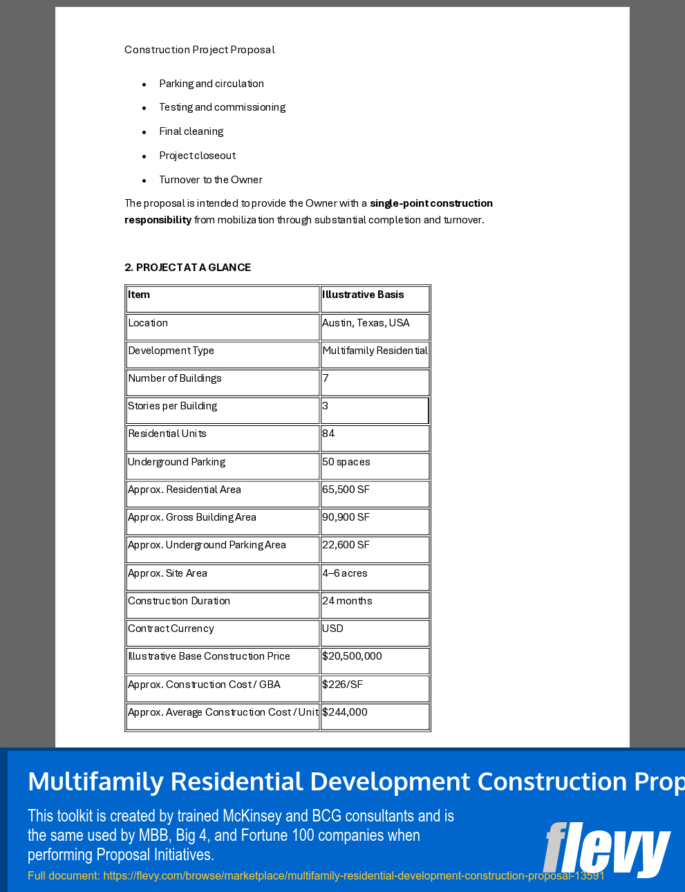 Multifamily Residential Development Construction Proposal (61-page Word document) Preview Image