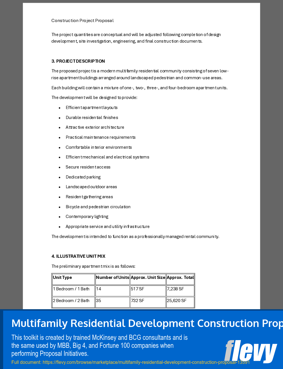 Multifamily Residential Development Construction Proposal (61-page Word document) Preview Image