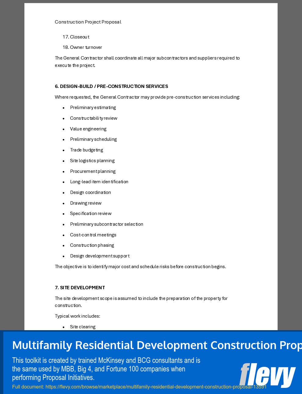 Multifamily Residential Development Construction Proposal (61-page Word document) Preview Image