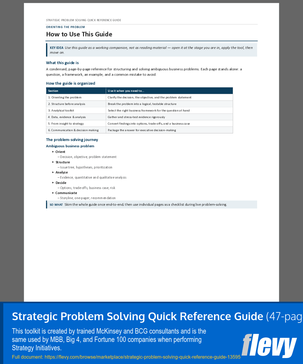 Strategic Problem Solving Quick Reference Guide (47-page Word document) Preview Image