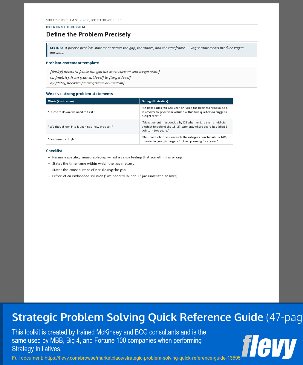 Strategic Problem Solving Quick Reference Guide (47-page Word document) Preview Image