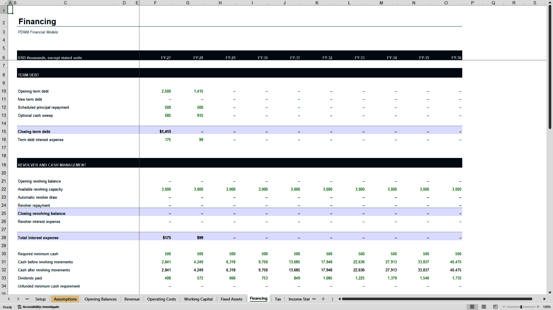 10-Year Integrated Three-Statement Financial Model (Excel template (XLSX)) Preview Image