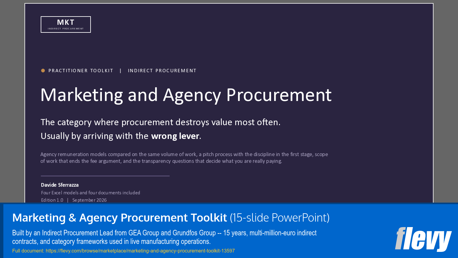 Marketing & Agency Procurement Toolkit (15-slide PPT PowerPoint presentation template (PPTX)) Preview Image