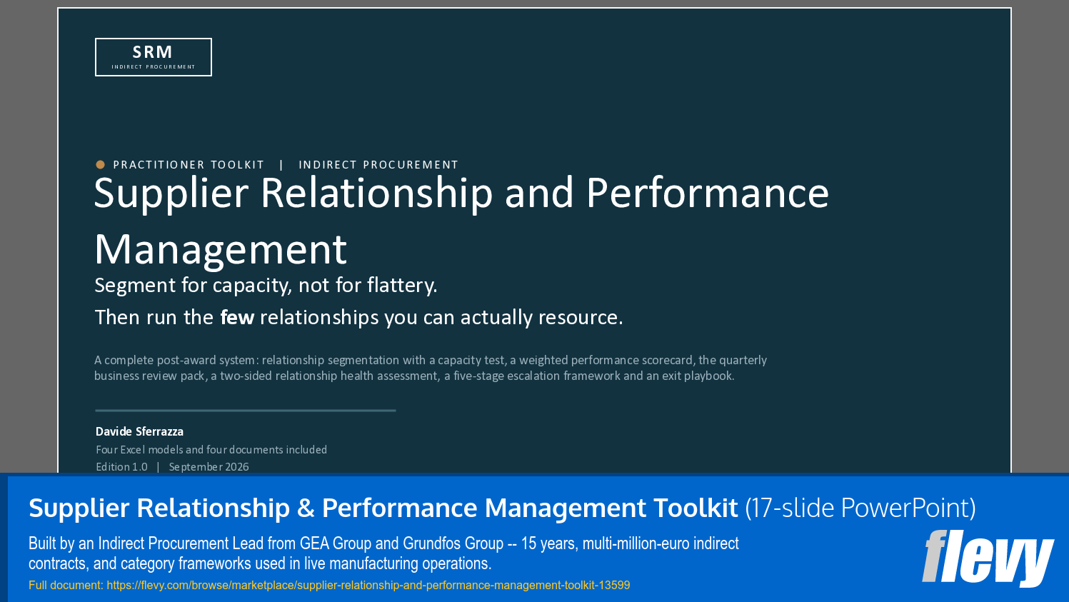 Supplier Relationship & Performance Management Toolkit (17-slide PPT PowerPoint presentation template (PPTX)) Preview Image