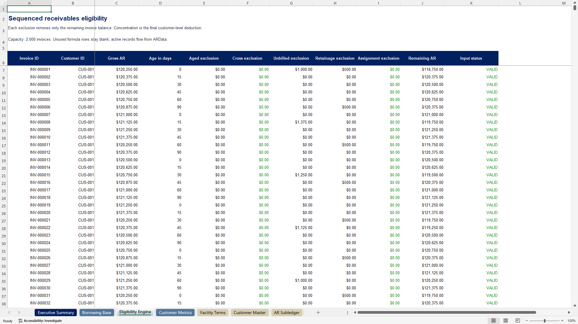 Government Contractor Borrowing Base Control Tower (Excel template (XLSX)) Preview Image
