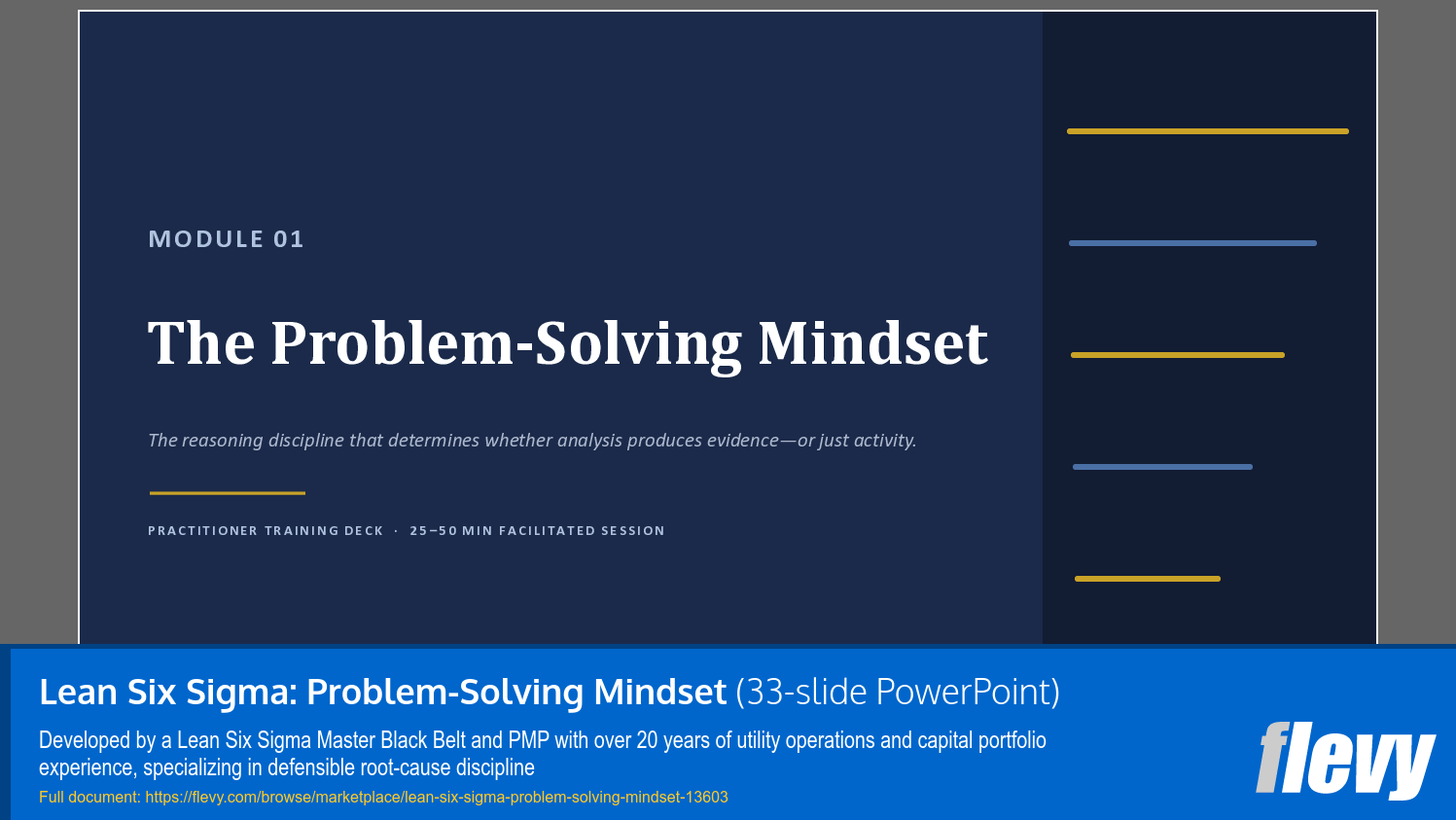 Lean Six Sigma: Problem-Solving Mindset (33-slide PPT PowerPoint presentation template (PPTX)) Preview Image