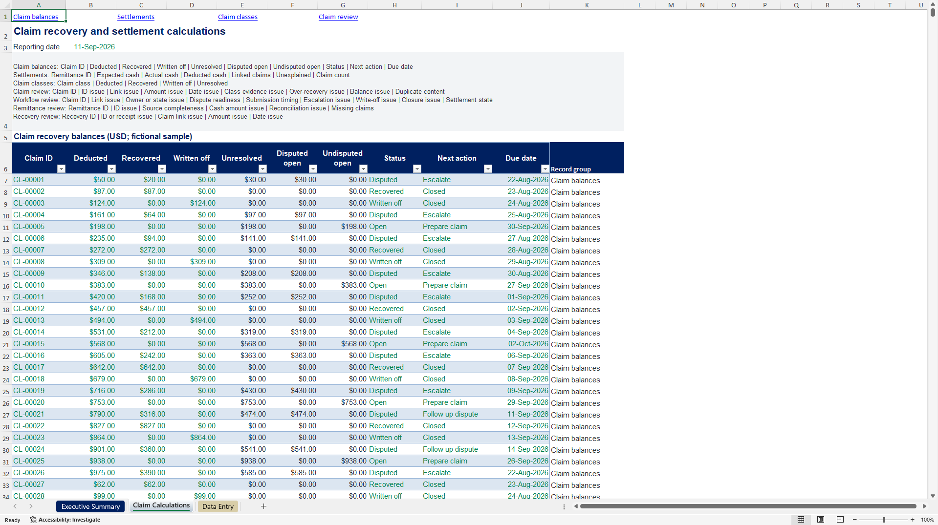 Retailer Deduction & Chargeback Recovery Control Tower (Excel template (XLSX)) Preview Image