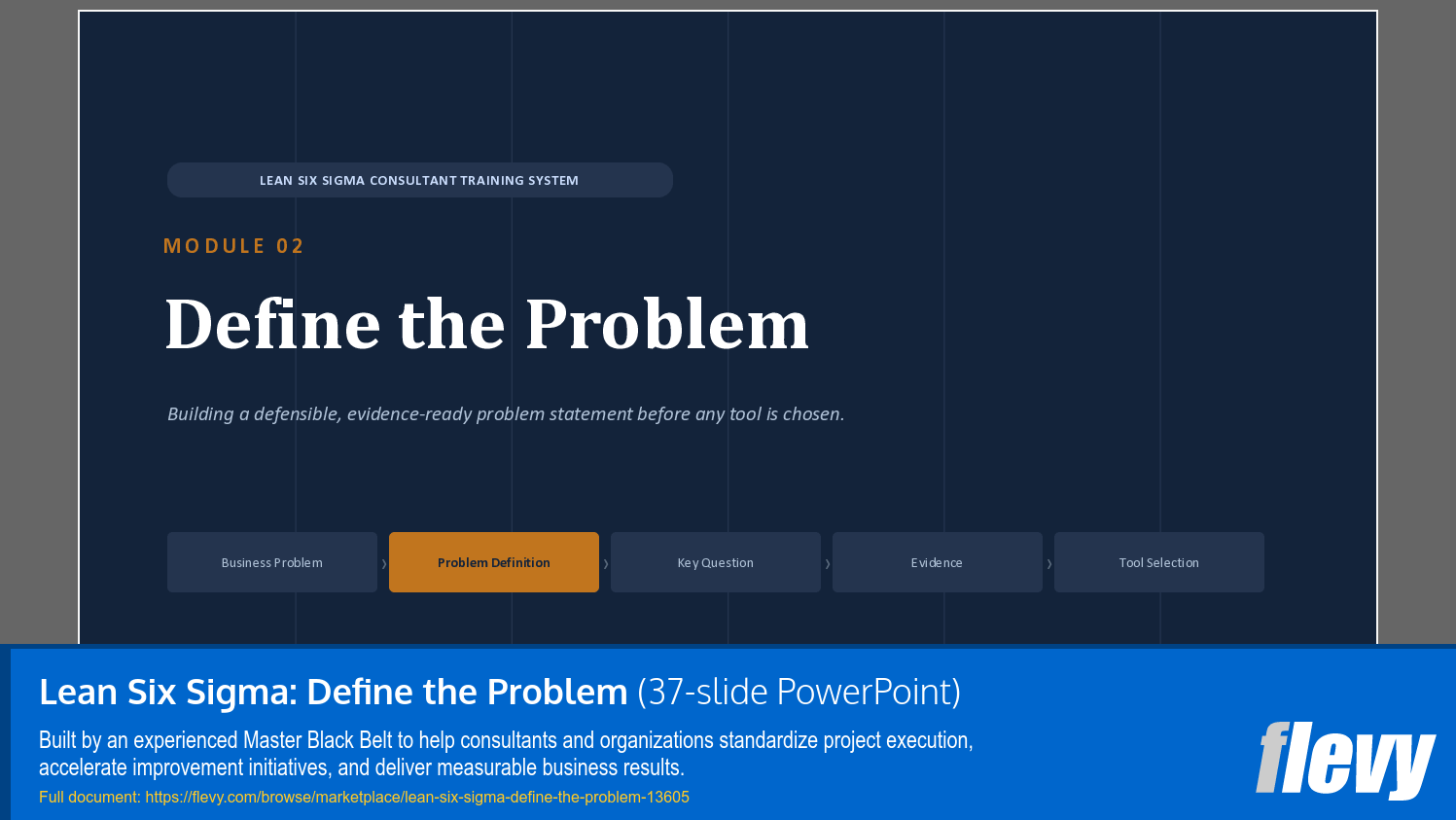 Lean Six Sigma: Define the Problem (37-slide PPT PowerPoint presentation template (PPTX)) Preview Image