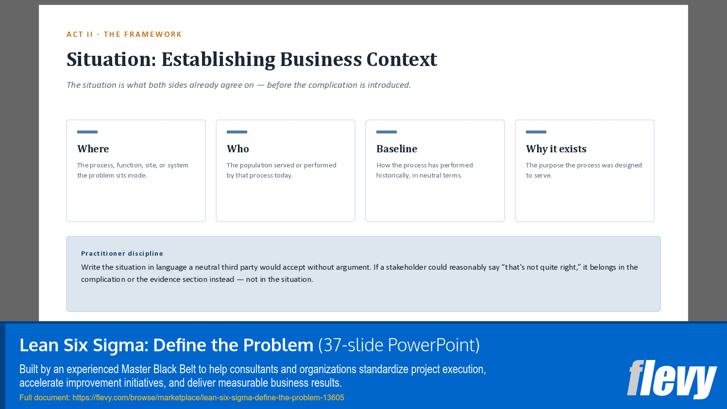 Lean Six Sigma: Define the Problem (37-slide PPT PowerPoint presentation template (PPTX)) Preview Image