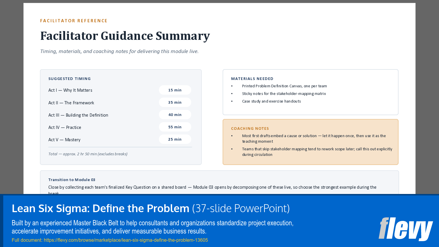 Lean Six Sigma: Define the Problem (37-slide PPT PowerPoint presentation template (PPTX)) Preview Image
