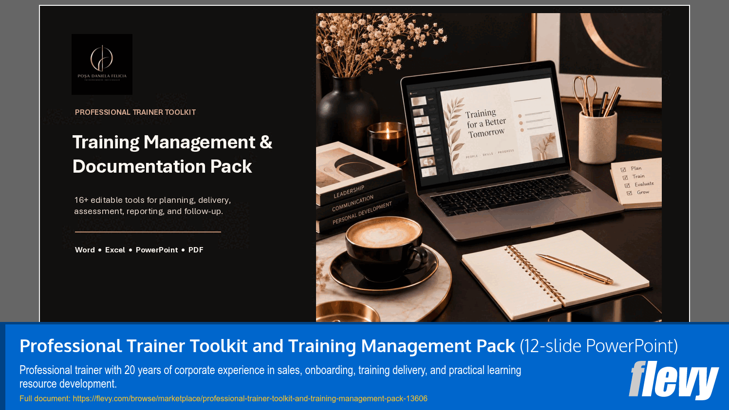 Professional Trainer Toolkit and Training Management Pack (12-slide PPT PowerPoint presentation template (PPTX)) Preview Image