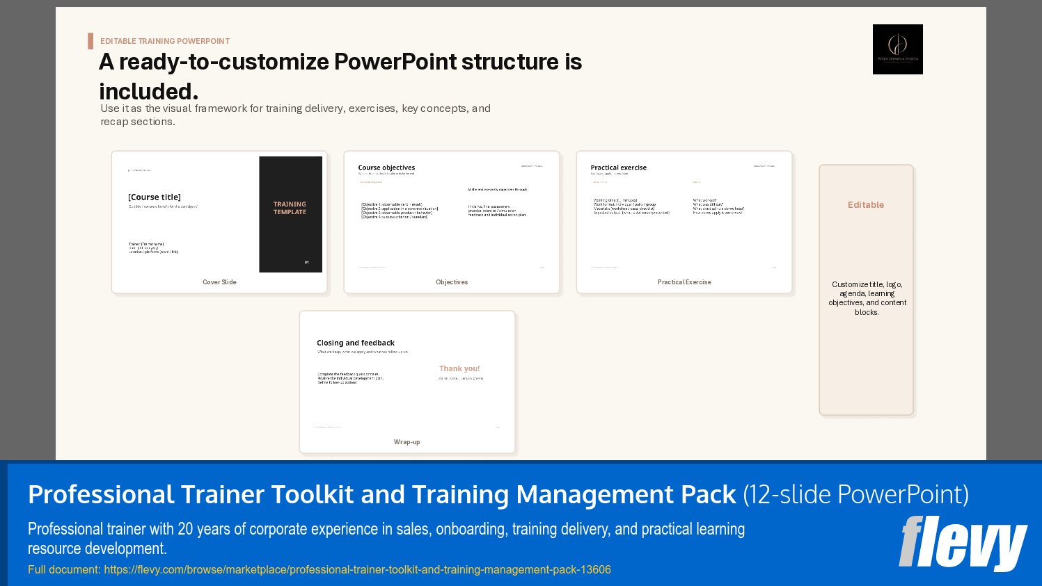 Professional Trainer Toolkit and Training Management Pack (12-slide PPT PowerPoint presentation template (PPTX)) Preview Image