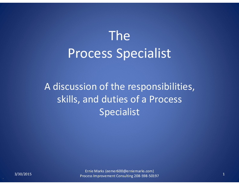 The Process Specialist (7-slide PPT PowerPoint presentation (PPTX)) Preview Image