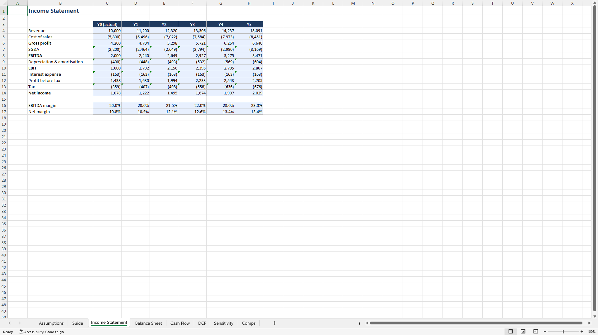 Integrated Three-Statement DCF Valuation Model (Excel template (XLSX)) Preview Image
