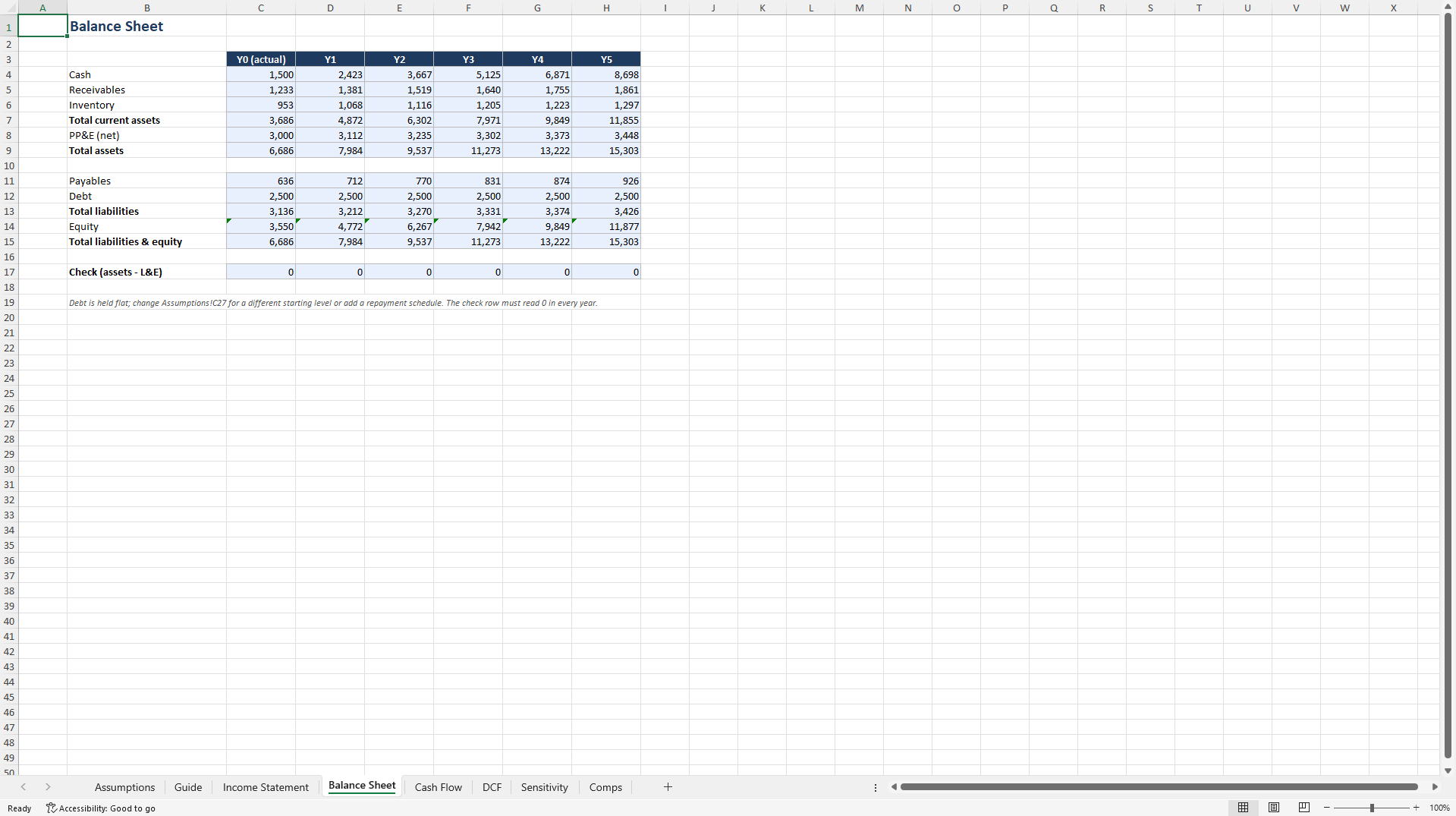 Integrated Three-Statement DCF Valuation Model (Excel template (XLSX)) Preview Image