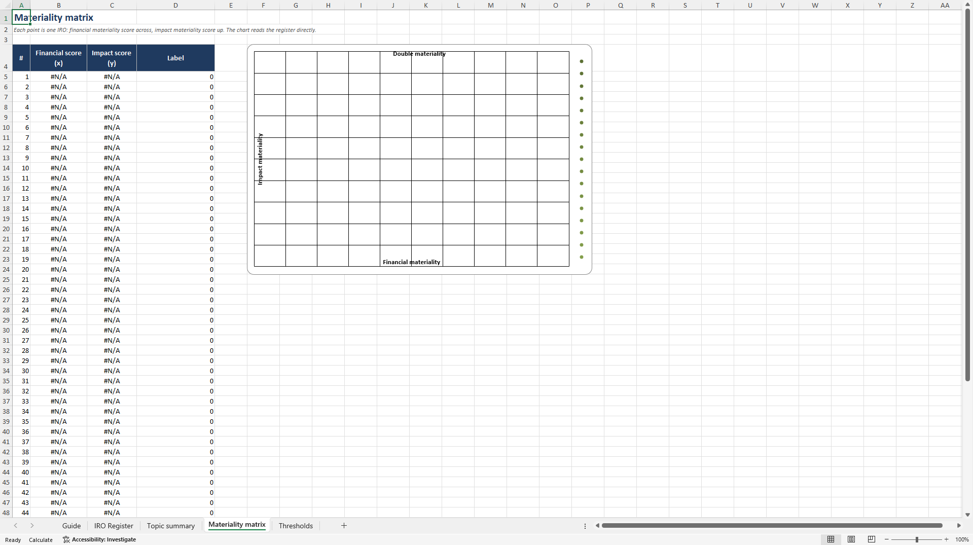 CSRD Double Materiality Assessment Workbook (Excel template (XLSX)) Preview Image