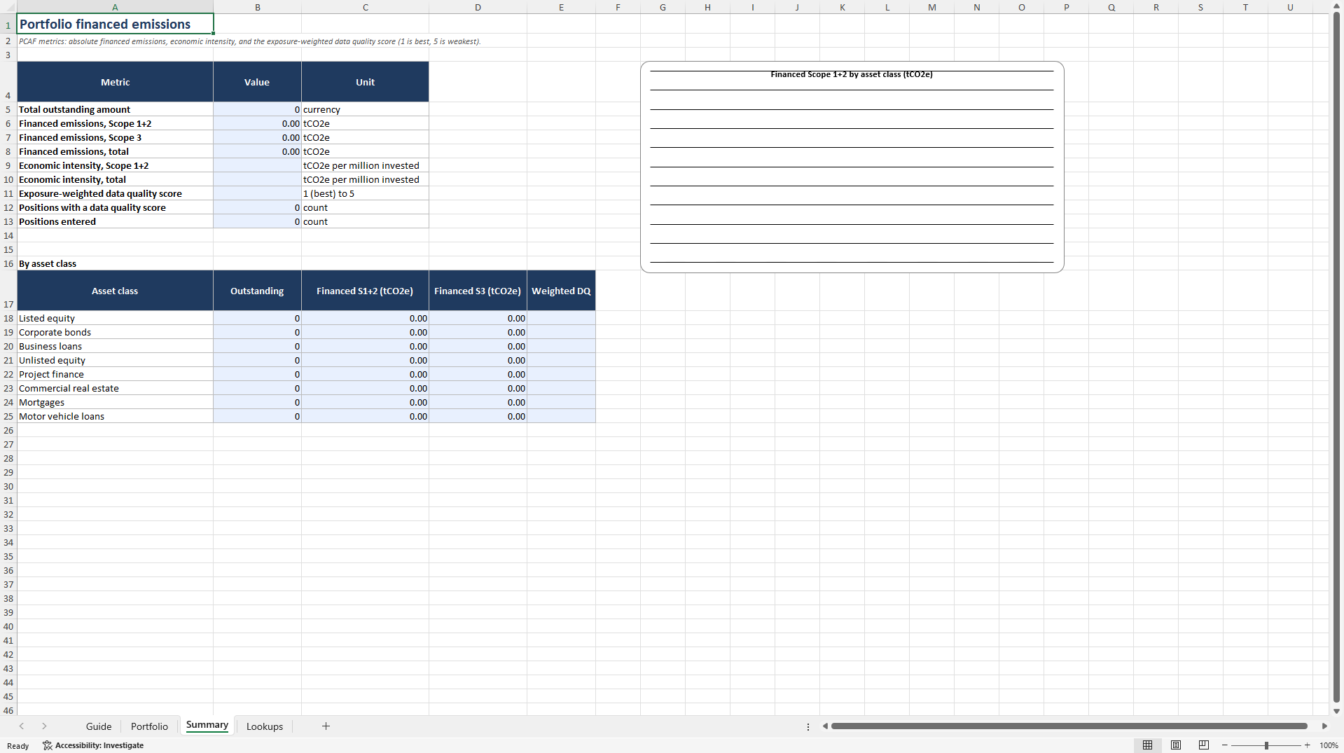 PCAF Financed Emissions Calculator (Excel template (XLSX)) Preview Image