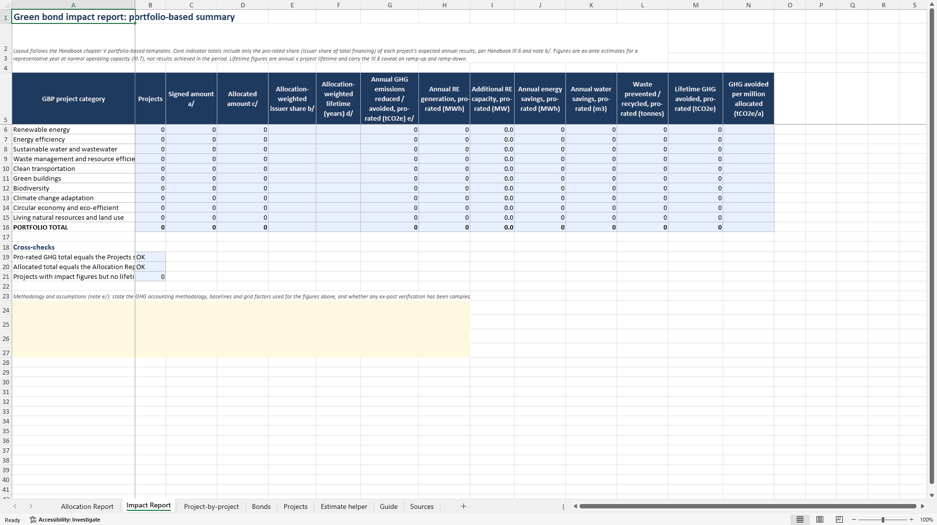 Green Bond Allocation and Impact Report Workbook (Excel template (XLSX)) Preview Image