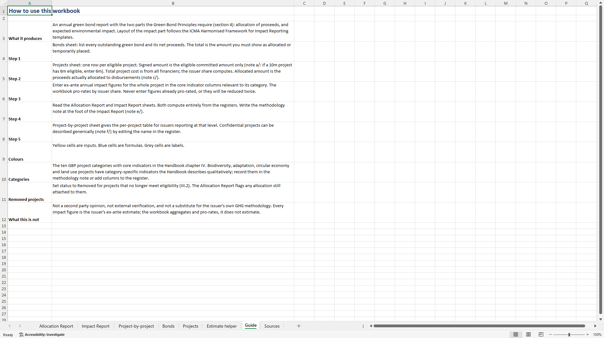 Green Bond Allocation and Impact Report Workbook (Excel template (XLSX)) Preview Image