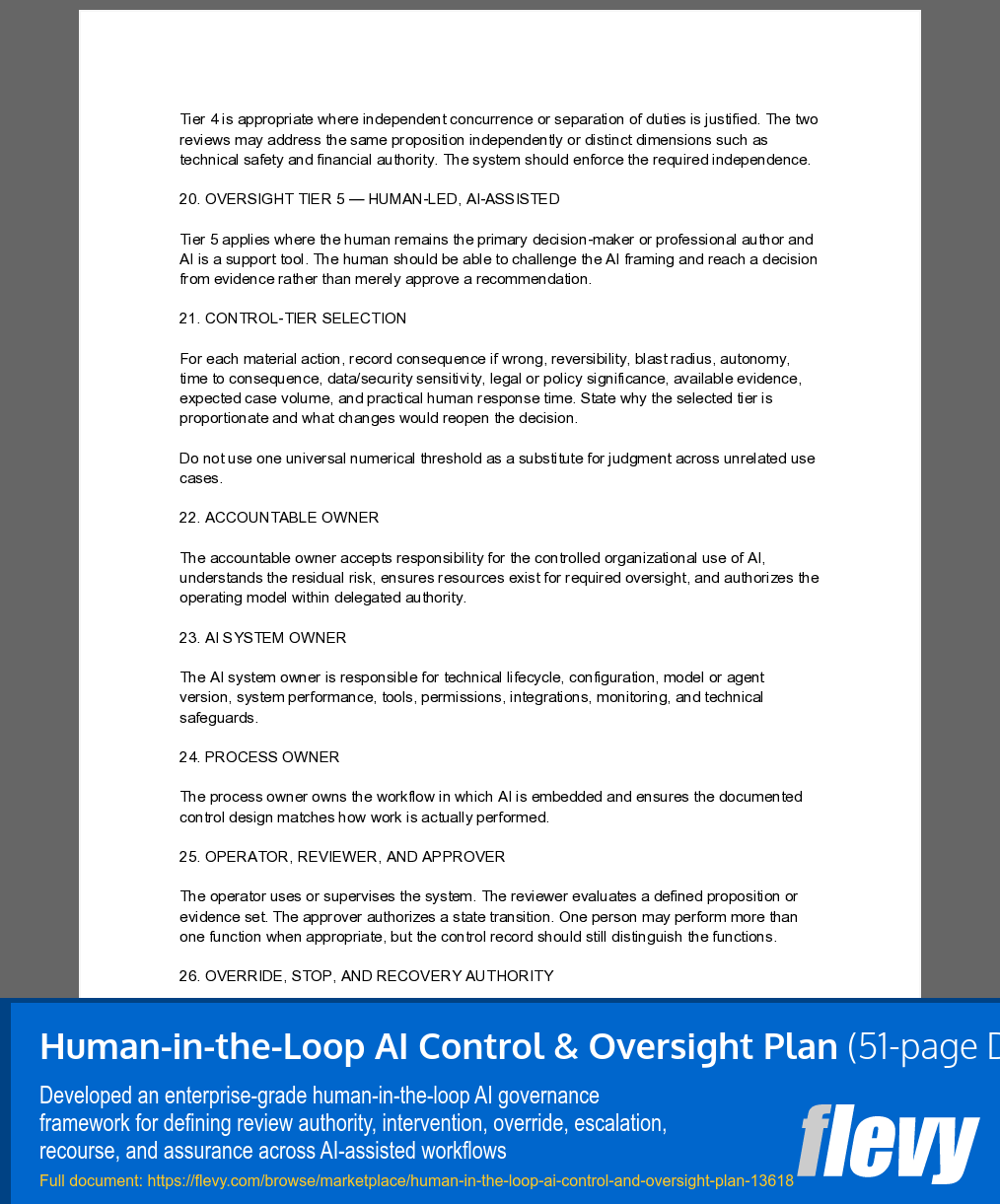 Human-in-the-Loop AI Control & Oversight Plan (51-page Word document) Preview Image