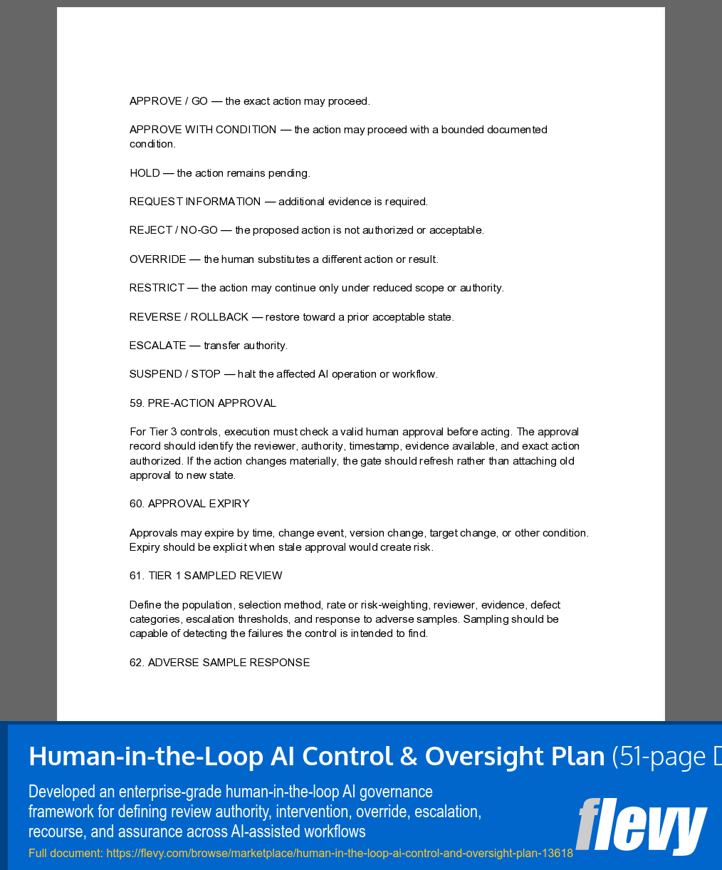 Human-in-the-Loop AI Control & Oversight Plan (51-page Word document) Preview Image