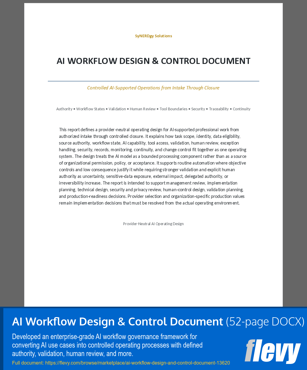 AI Workflow Design & Control Document (52-page Word document) Preview Image