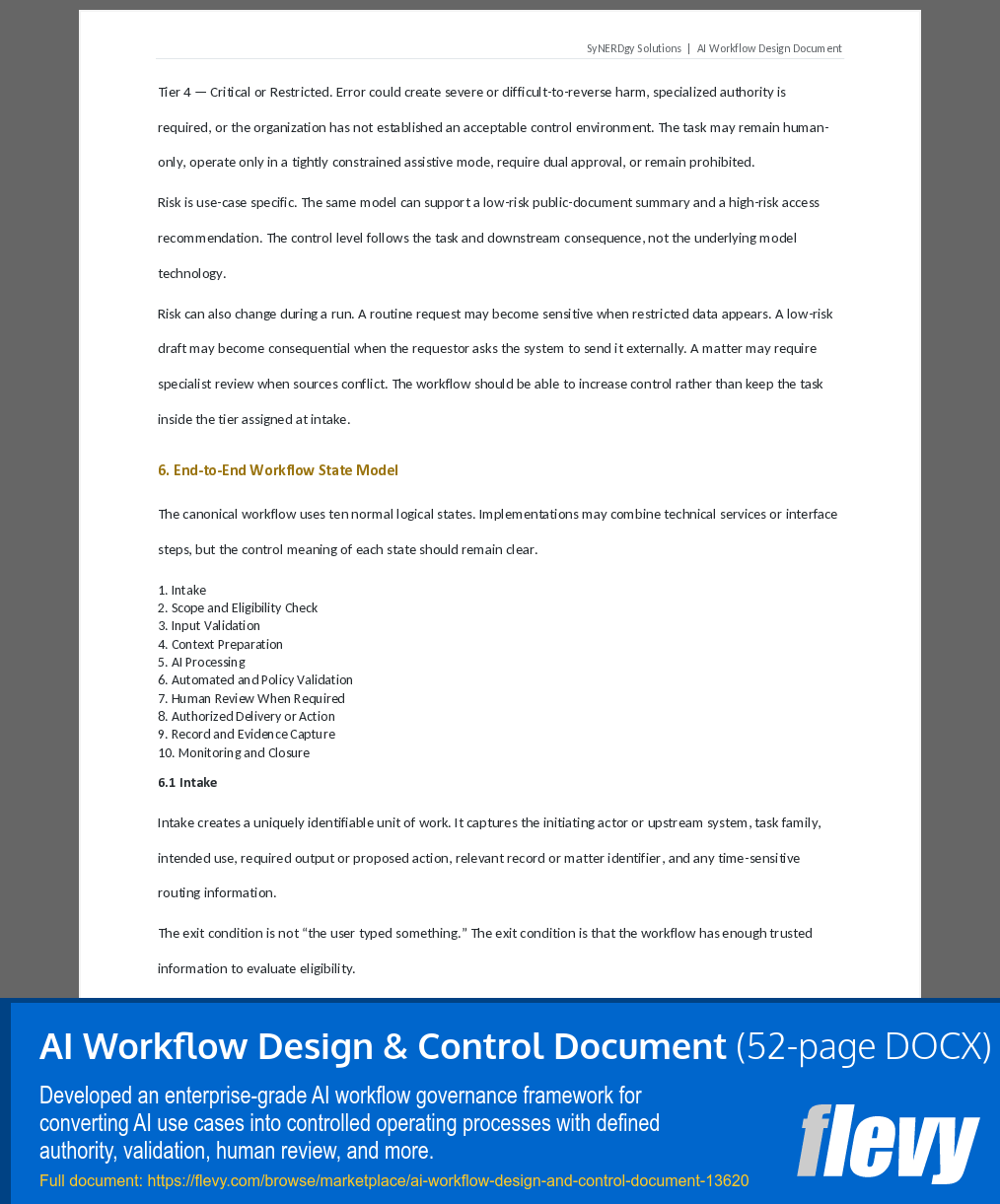 AI Workflow Design & Control Document (52-page Word document) Preview Image