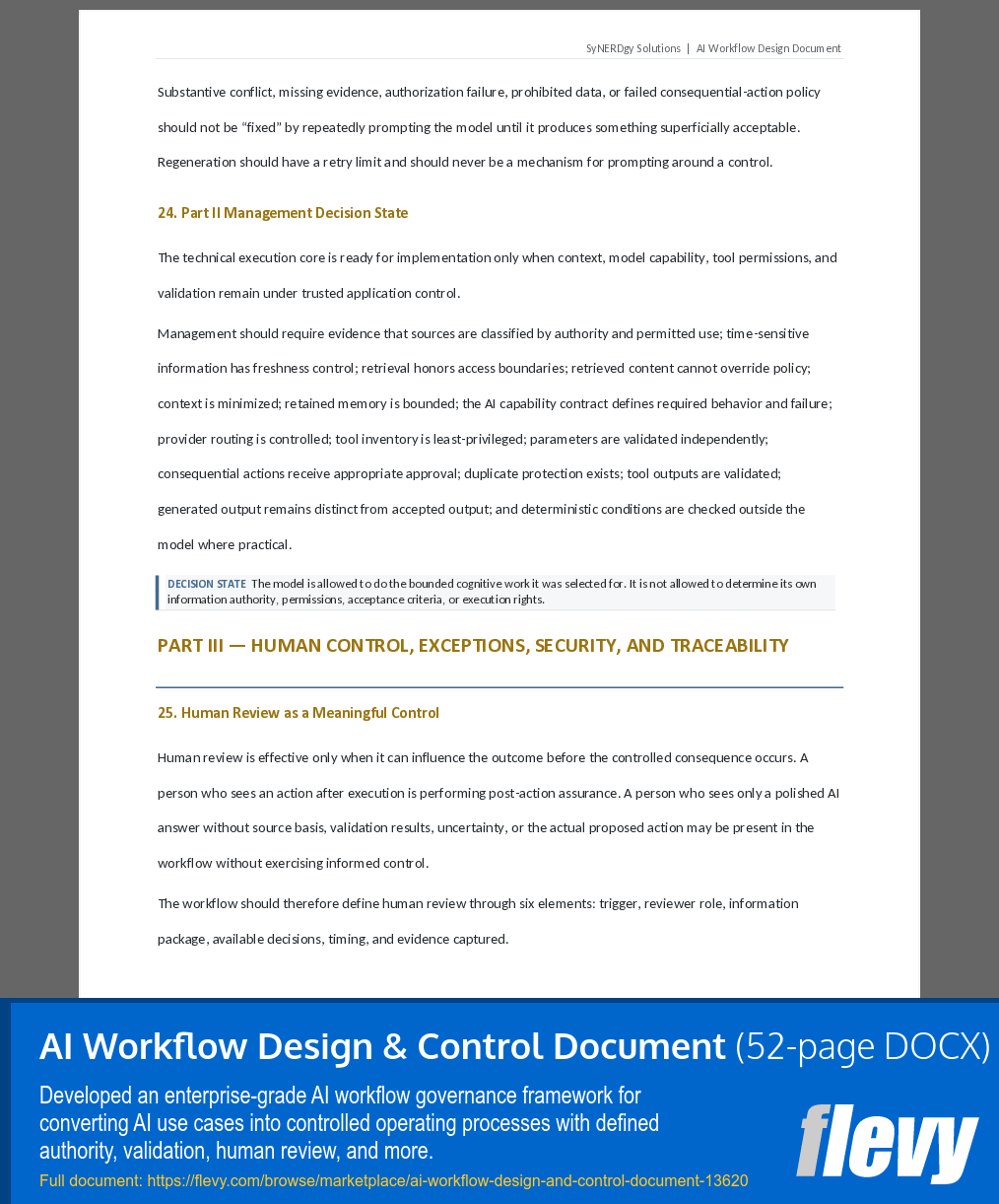 AI Workflow Design & Control Document (52-page Word document) Preview Image