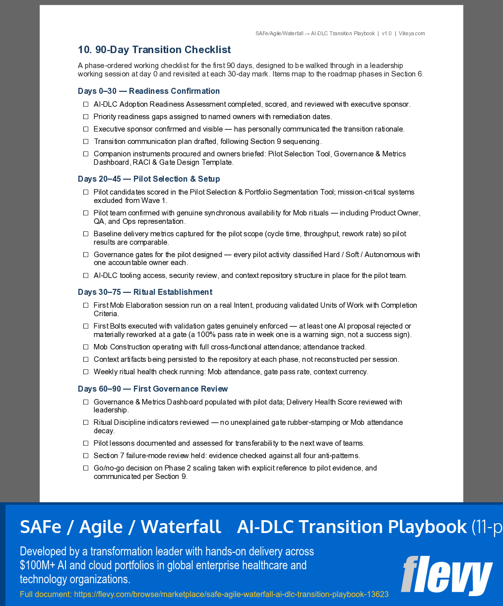 SAFe / Agile / Waterfall → AI-DLC Transition Playbook (11-page PDF document) Preview Image