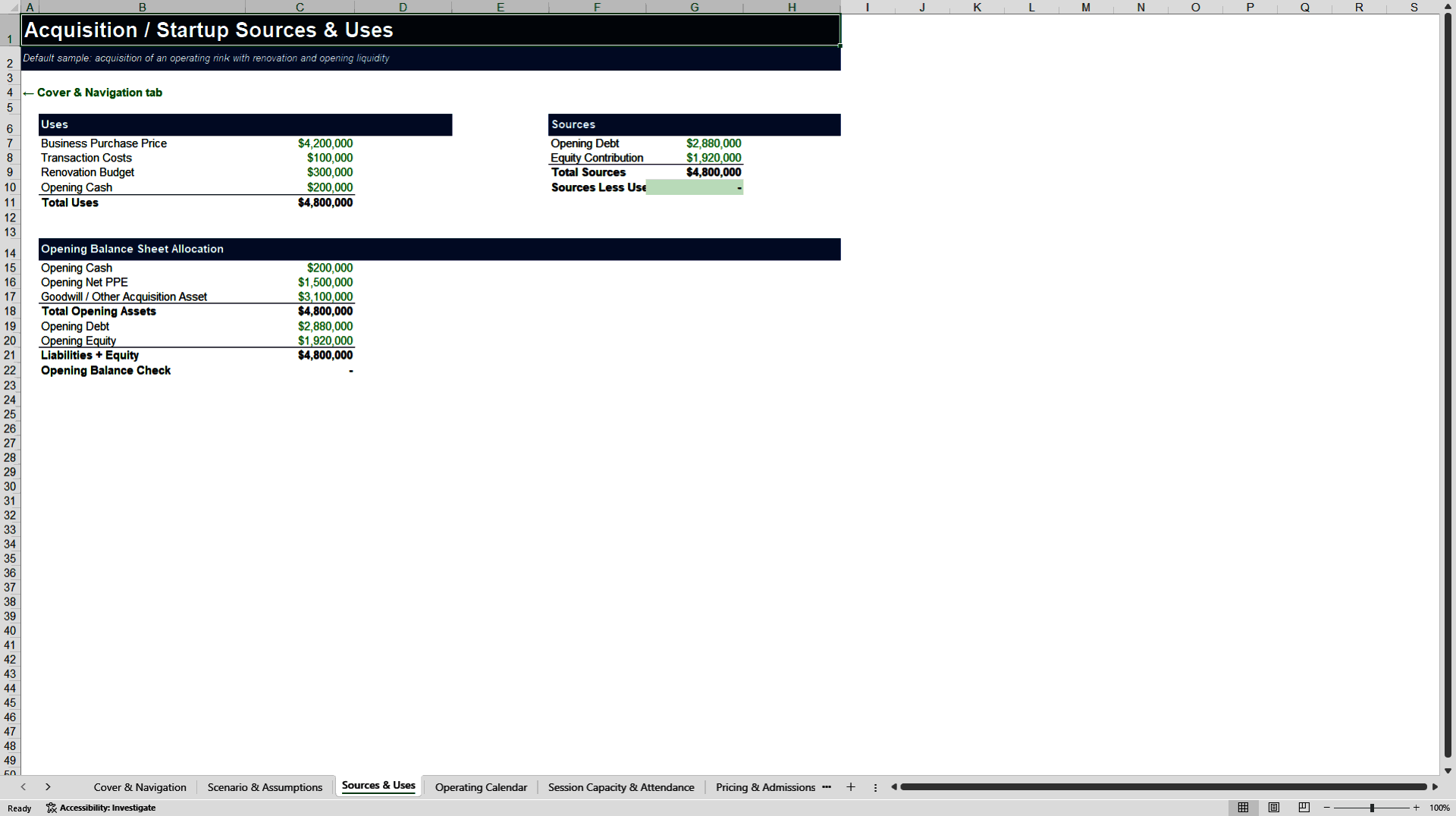 Roller Skate Rink Business Plan Financial Model (Excel template (XLSX)) Preview Image