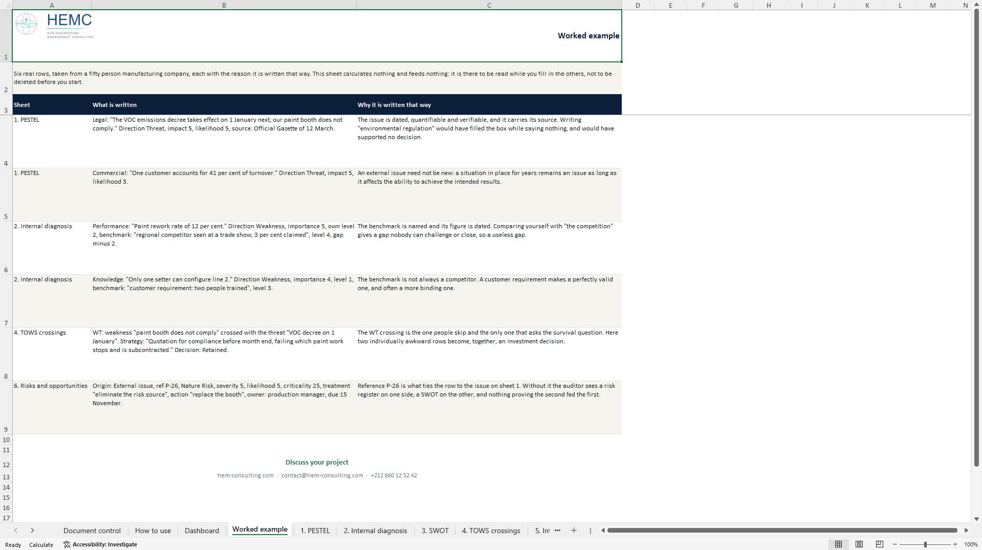 ISO 9001 PESTEL and SWOT Context Analysis Tool (Excel template (XLSX)) Preview Image